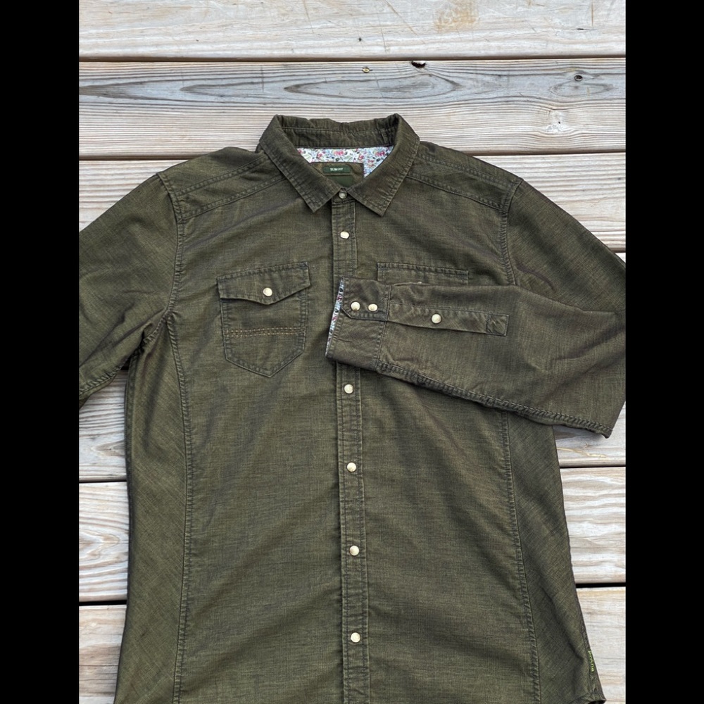 Prana Long Sleeve Button Up Green Shirt